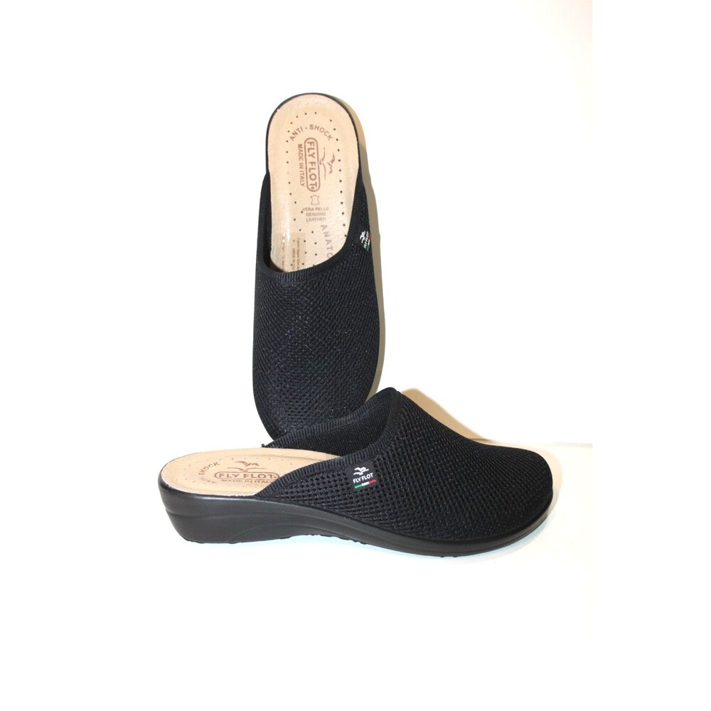 Fly Flot Comfort Mules Womens  Sz 9 Black Fabric Outdoors Casual Slip On Shoes